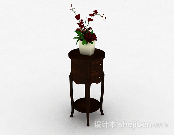单个木质双层花架3d模型下载