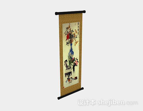 中式风格家居挂画3d模型下载