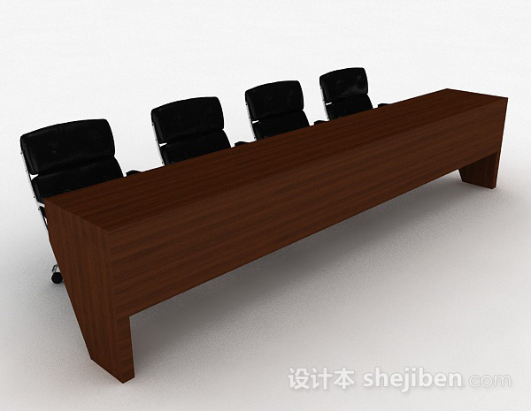 简约办公桌椅组合3d模型下载