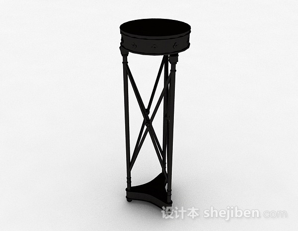 欧式圆形黑色花架3d模型下载