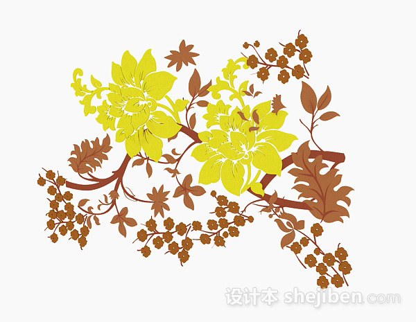 多色花卉图案壁纸3d模型下载