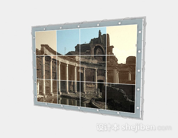 现代风格建筑家居挂画3d模型下载