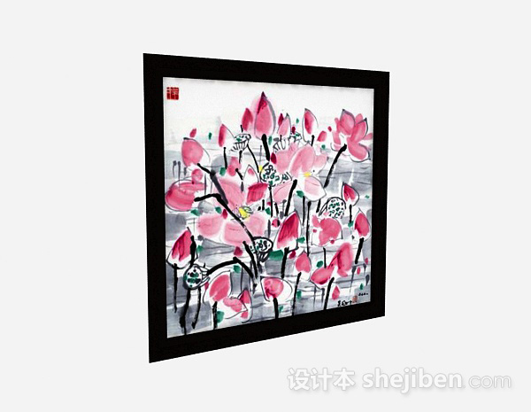 中式风格家居挂画3d模型下载
