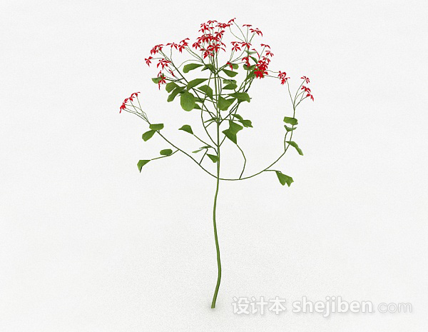 红色花3d模型下载