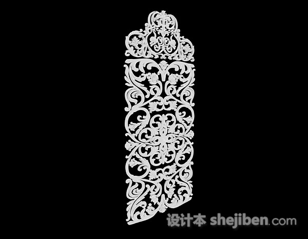 白色方形金属质地铁艺铁花3d模型下载