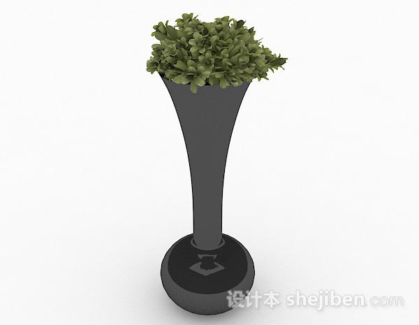 黑色喇叭状长颈花瓶3d模型下载