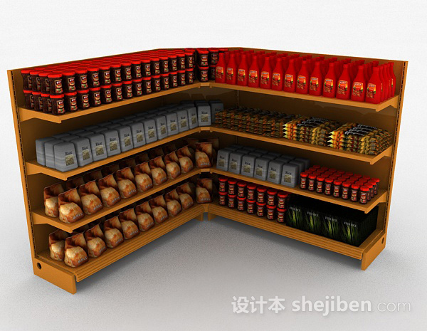 超市食物展示台3d模型下载