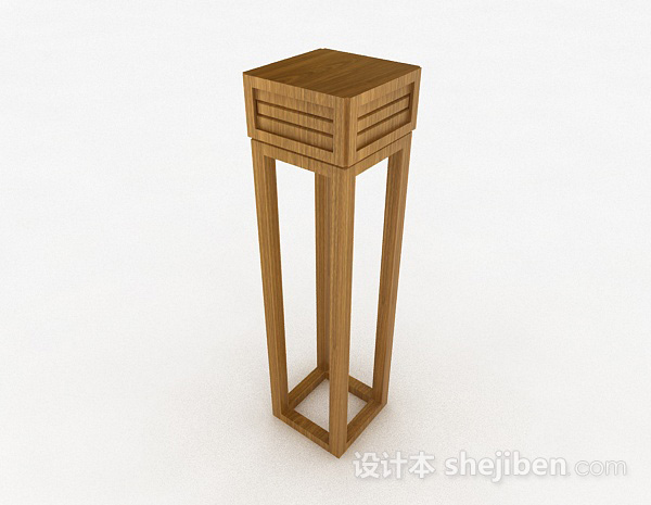 单个浅木色花架3d模型下载