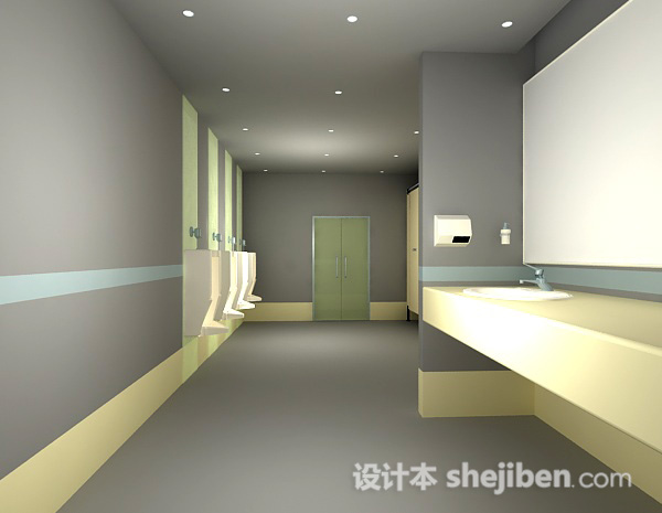 公共卫生间效果图 3d模型下载