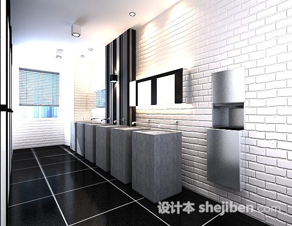 公共卫生间3d模型下载