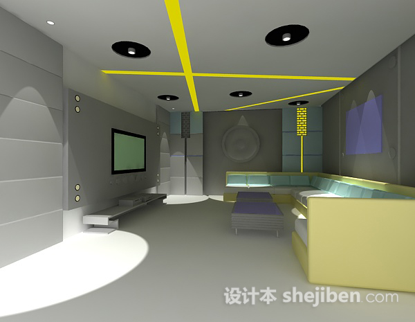 现代客厅3d模型下载