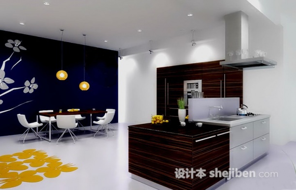 现代家居餐厅3d模型下载