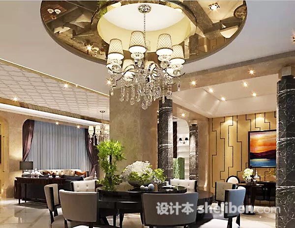 餐厅吊顶吊灯3d模型下载