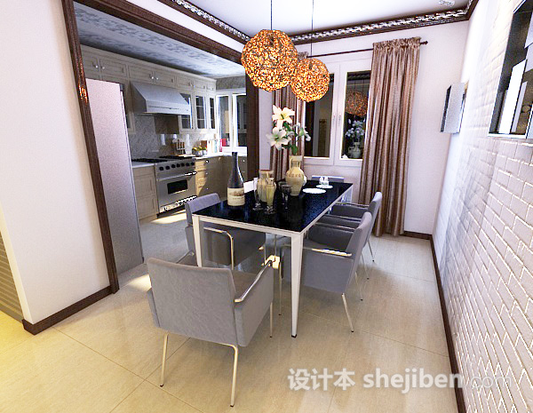 欧式餐厅3d模型下载