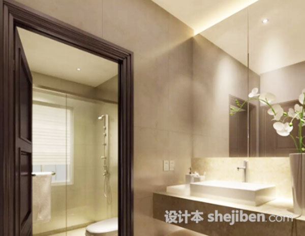 现代简约卫生间3d模型下载