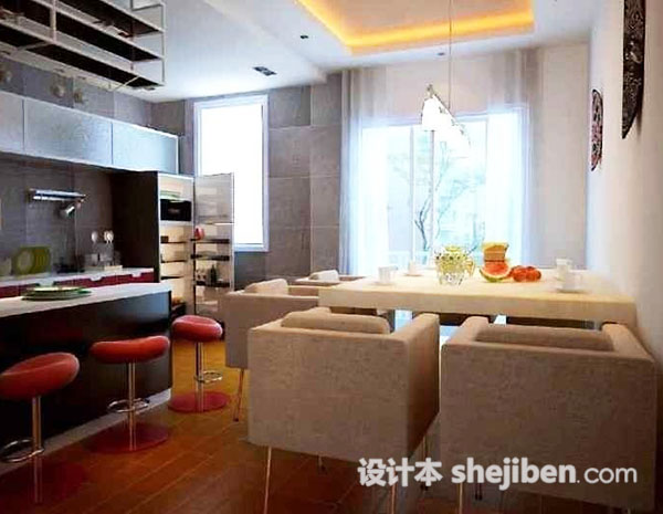家居餐厅3d模型下载