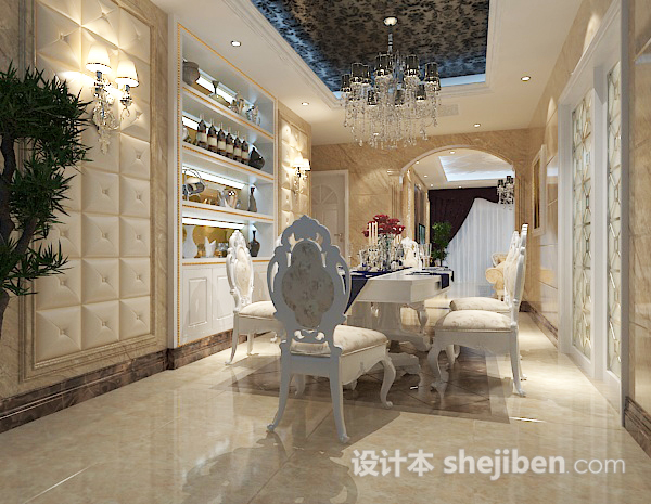 欧式餐厅3d模型下载