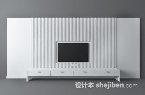 纯白电视背景墙3d模型下载