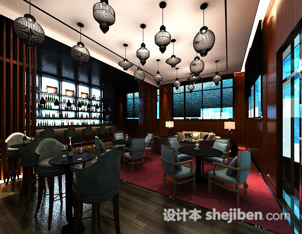 中式餐厅吊灯3d模型下载