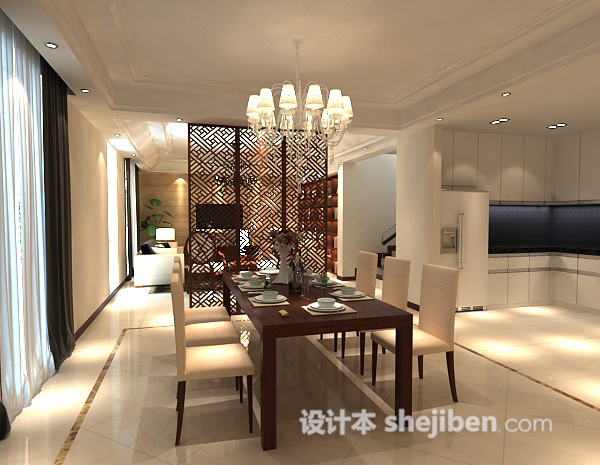 现代餐厅3d模型下载