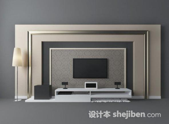简约欧式背景墙3d模型下载
