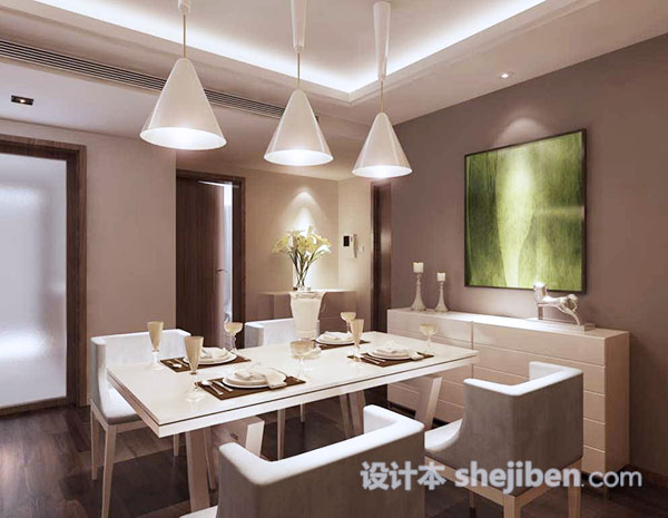 现代风格简易餐厅3d模型下载