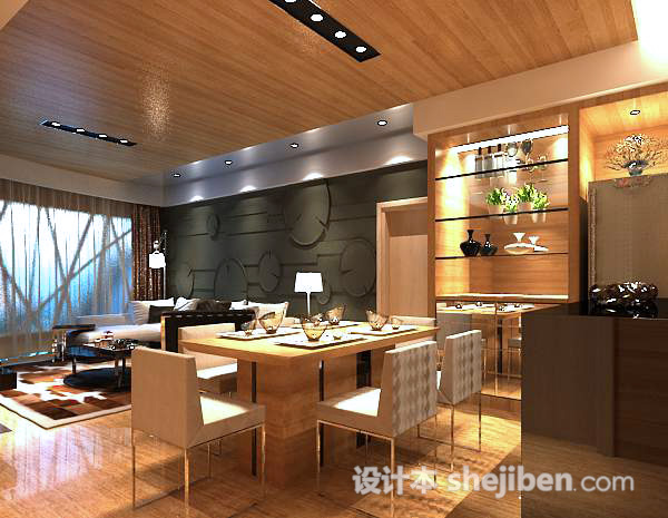 中式餐厅3d模型下载