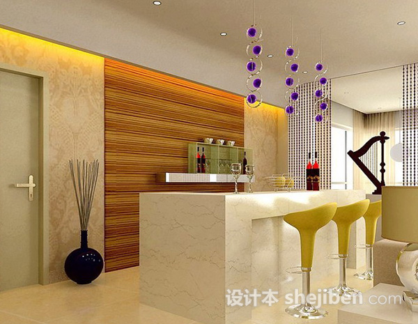 时尚客厅吧台3d模型下载