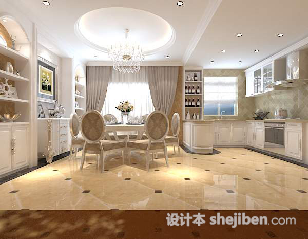 欧式餐厅3d模型下载