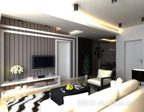 客厅现代简约3d模型下载