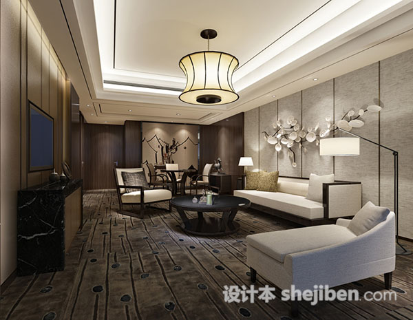现代家居简约客厅3d模型下载