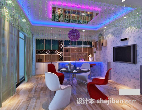 简约餐厅3d模型下载