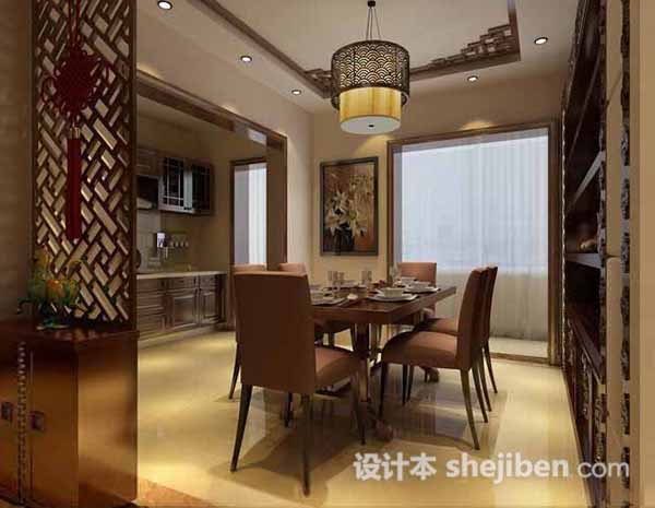 小型中式餐厅3d模型下载