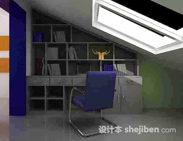 阁楼小书房3d模型下载