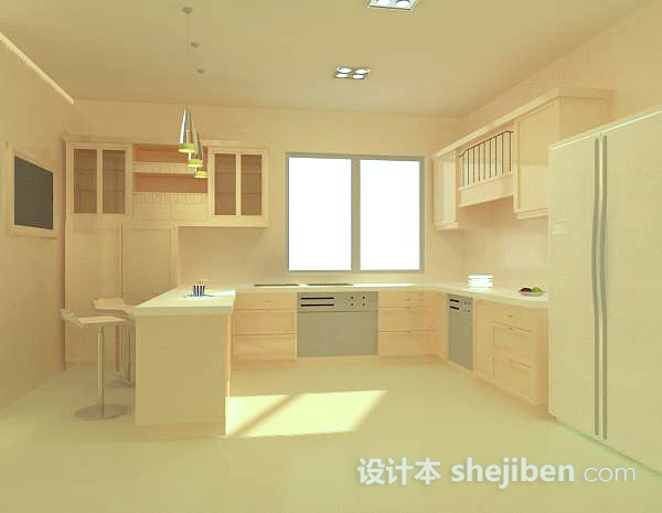 现代厨房3d模型下载