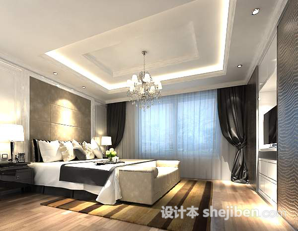 现代卧室3d模型下载