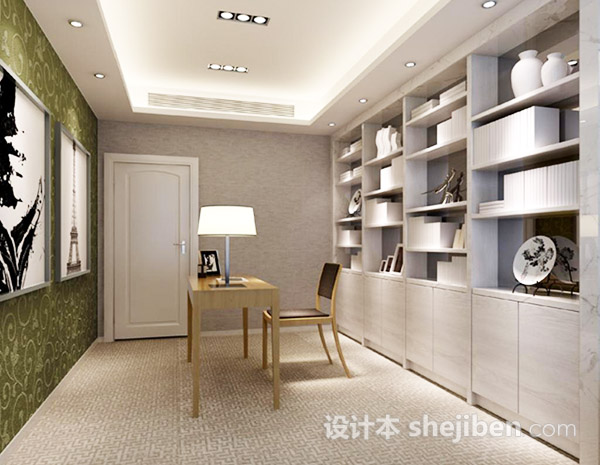 现代书房3d模型下载