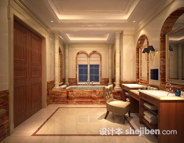 欧式卫生间梳妆台3d模型下载