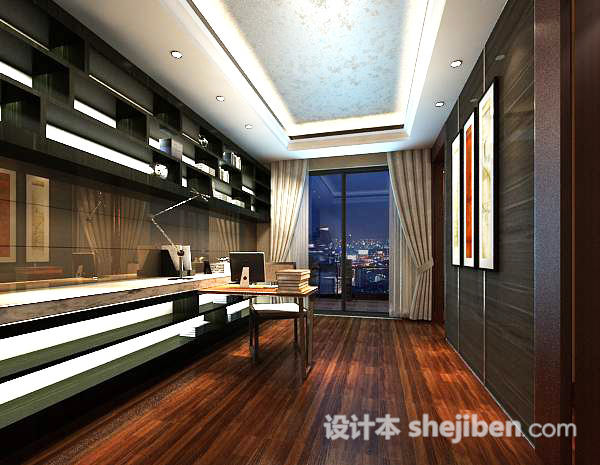 书房吊顶3d模型下载