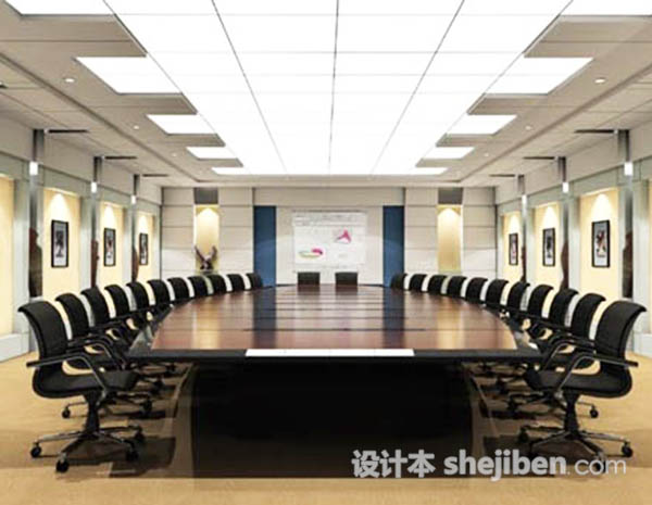 办公会议室max室内3d模型下载