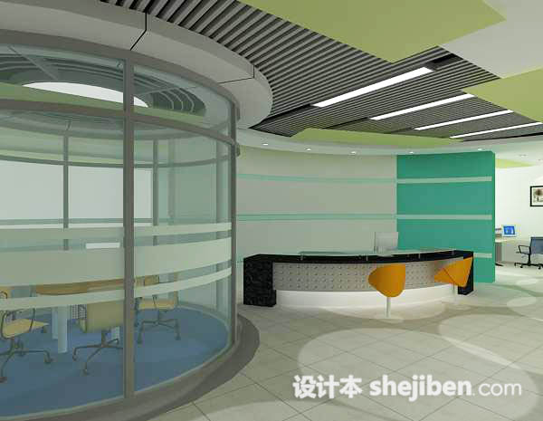 公司前台接待台3d模型下载