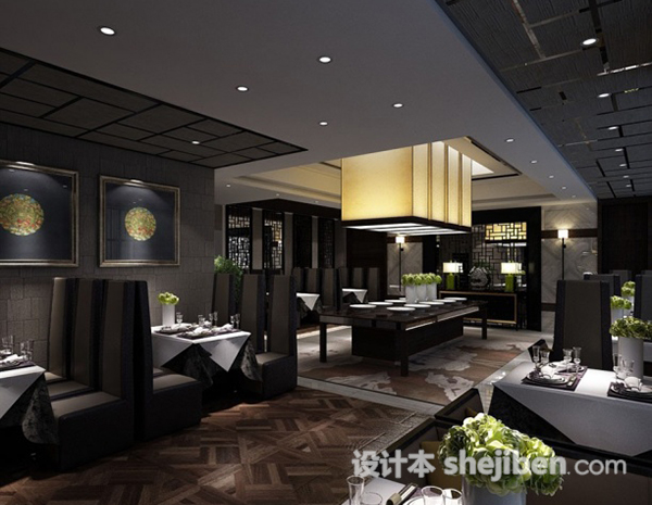 餐厅卡座3d模型下载