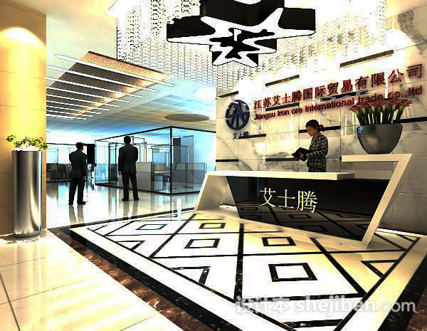 办公大厅服务台3d模型下载