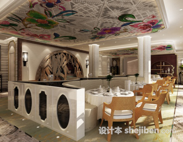 餐厅圆形卡座3d模型下载