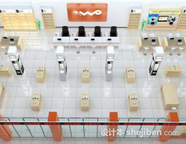 中国联通营业厅展厅3d模型下载