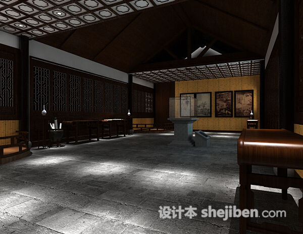古典中式展厅3d模型下载