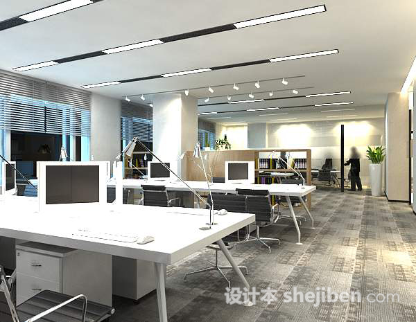 简约办公区3d模型下载