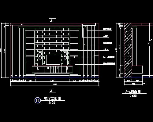电视背景墙cad设计施工图3--CAD空间素材