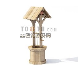 公园设施小品-水井4套3d模型下载