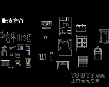 服装窗帘立面图块下载